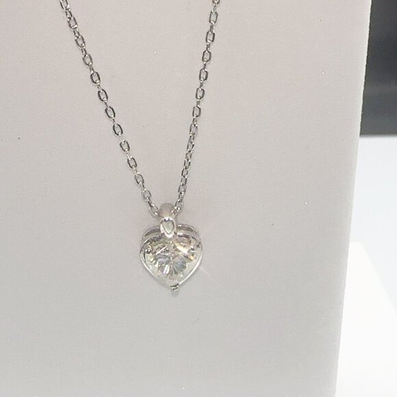 Sterling Silver Heart Moissanite Pendant Necklace - Picture 8 of 9